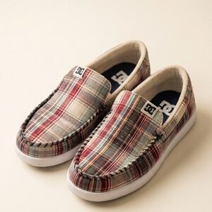[DC Villain TX] Men's Size 10 - Plaid Slip-On Skateboard Shoes - 301815